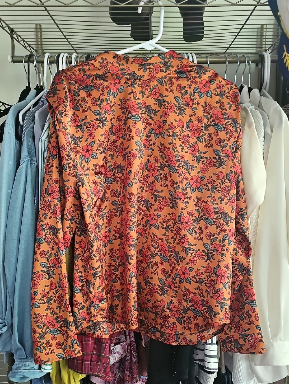 Pleione Orange Floral Button-Down Shirt